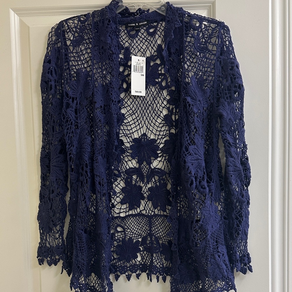 Cable & gauge cardigan